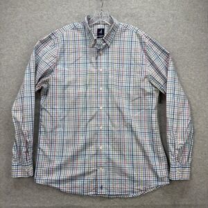 Johnnie‎ O Shirt Mens XL Blue Gingham Check Oxford Tweener Button Up Long Sleeve